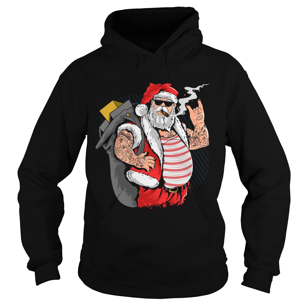 Cool Santa Claus Yule Tattoo Funny Christmas Xmas Gift Hoodie