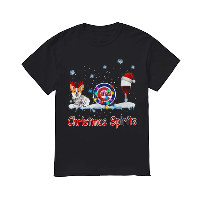 Corgi Chicago Cubs Christmas and wine spirits shirt