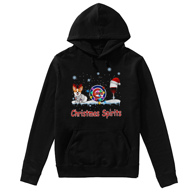 Corgi Chicago Cubs Christmas and wine spirits Unisex Hoodie