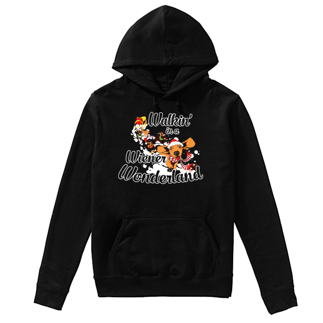Dachshund Walkin’ In A Wiener Wonderland Christmas Shirt Unisex Hoodie