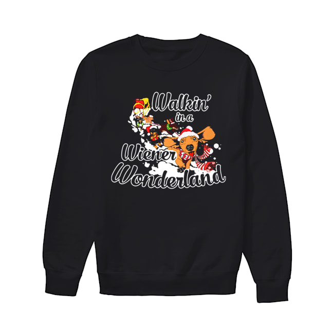 Dachshund Walkin’ In A Wiener Wonderland Christmas Shirt Unisex Sweatshirt