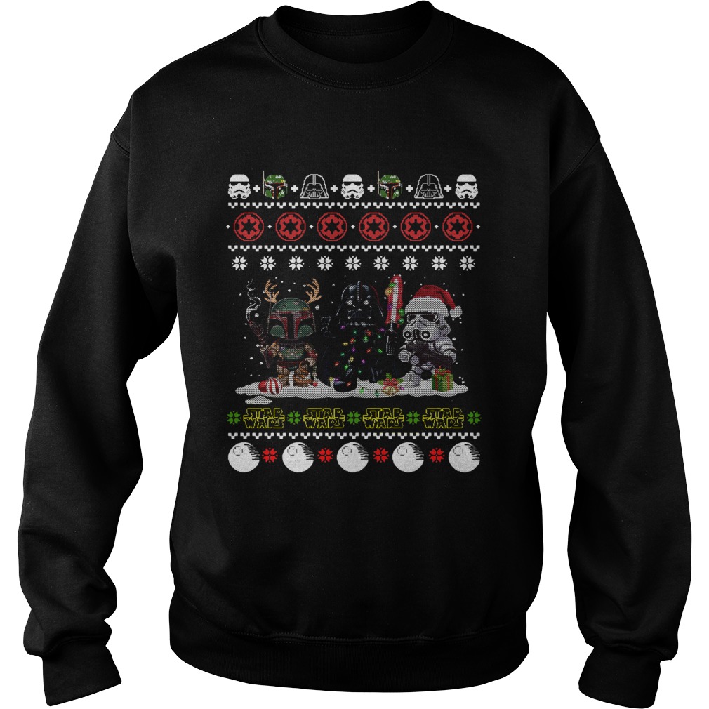 Darth Vader R2D2 Boba Fett chibi ugly christmas Sweatshirt