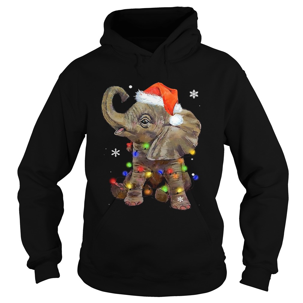 Elephant Santa Christmas Light Hoodie