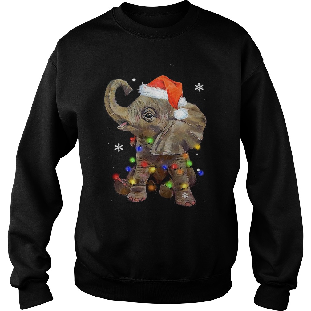 Elephant Santa Christmas Light Sweatshirt