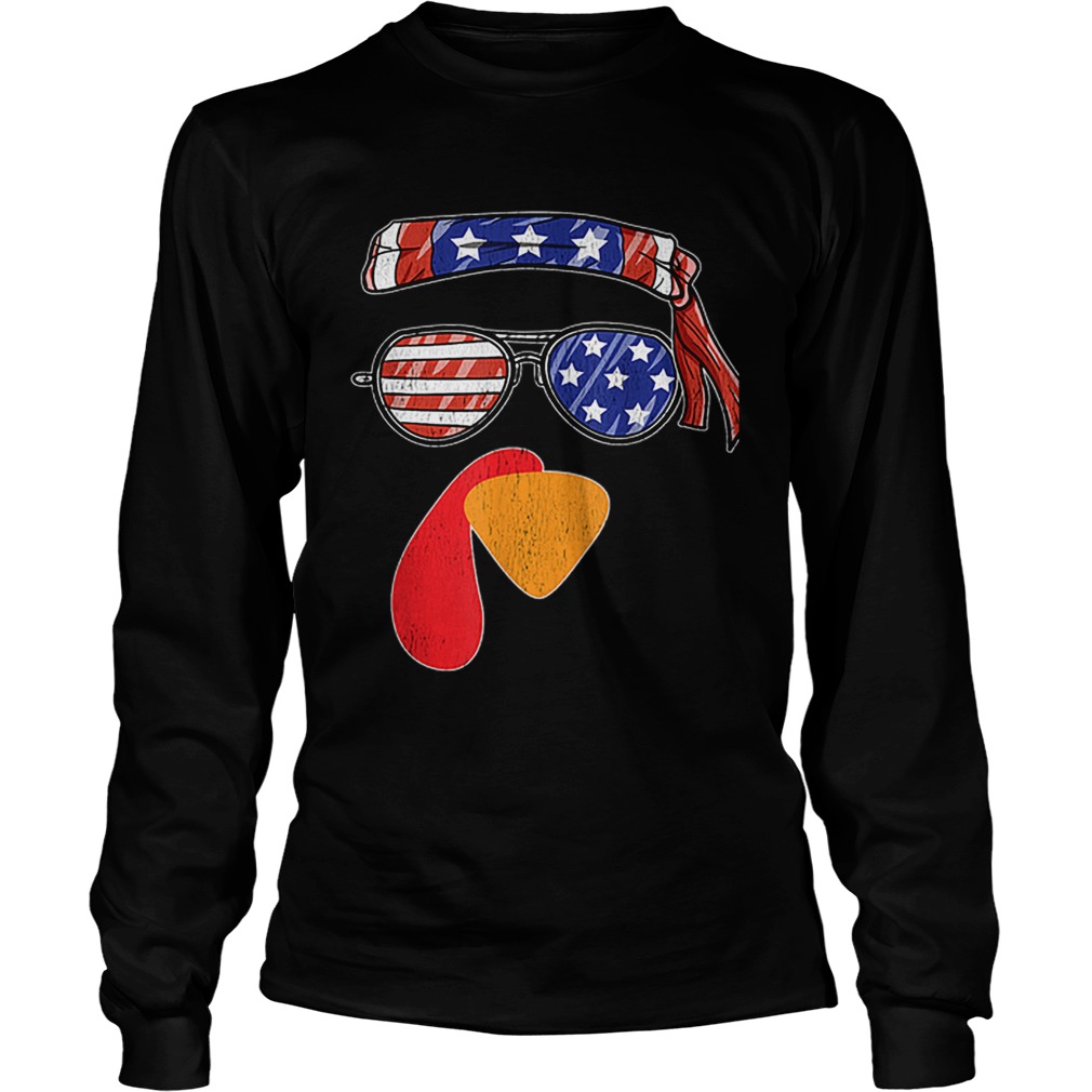 Funny Thanksgiving Fall Turkey Face USA Sunglasses Gift LongSleeve