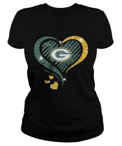 Green Bay Packers Diamond Heart  Classic Ladies