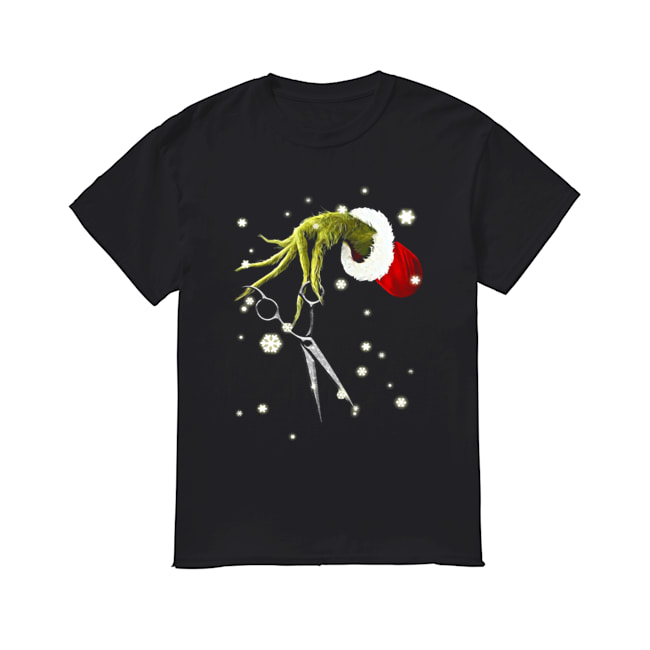 Grinch Hand Holding Scissor Christmas shirt