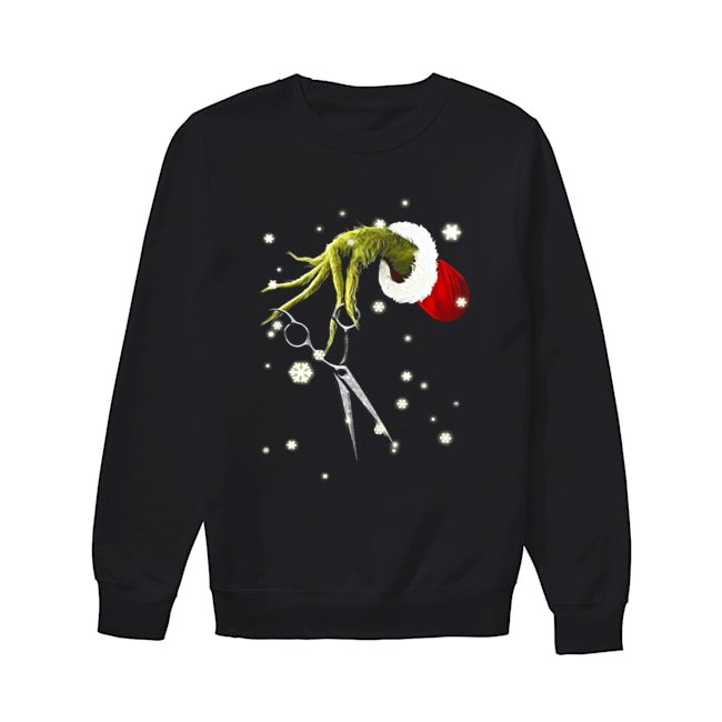 Grinch Hand Holding Scissor Christmas Unisex Sweatshirt