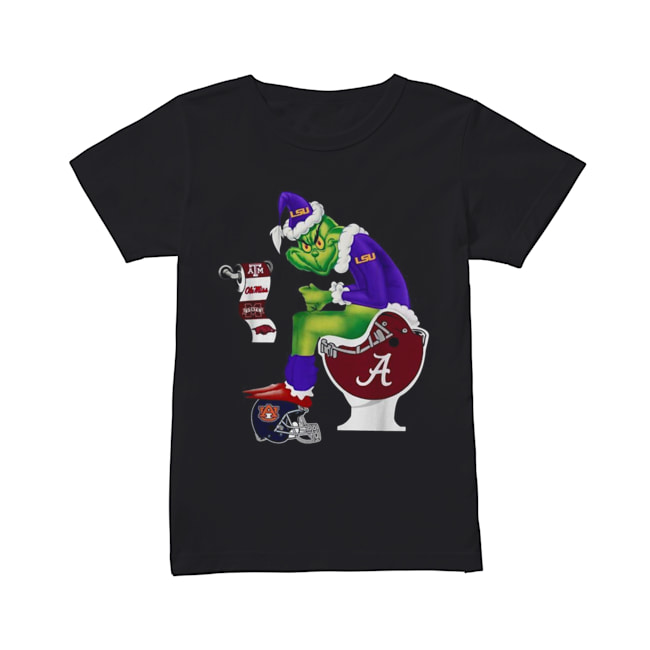 Grinch Santa Alabama Crimson Tide Sitting LSU Tigers Toilet Auburn Tigers Texas A&M Aggies Classic Women's T-shirt