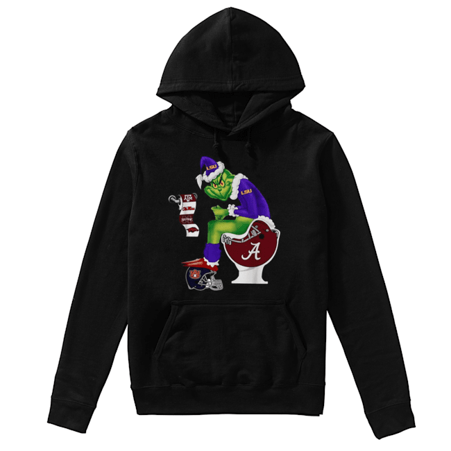 Grinch Santa Alabama Crimson Tide Sitting LSU Tigers Toilet Auburn Tigers Texas A&M Aggies Unisex Hoodie