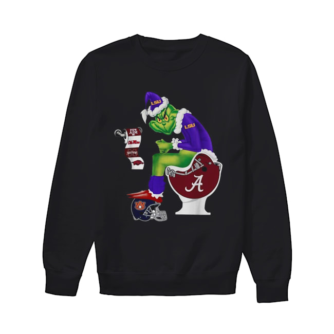 Grinch Santa Alabama Crimson Tide Sitting LSU Tigers Toilet Auburn Tigers Texas A&M Aggies Unisex Sweatshirt