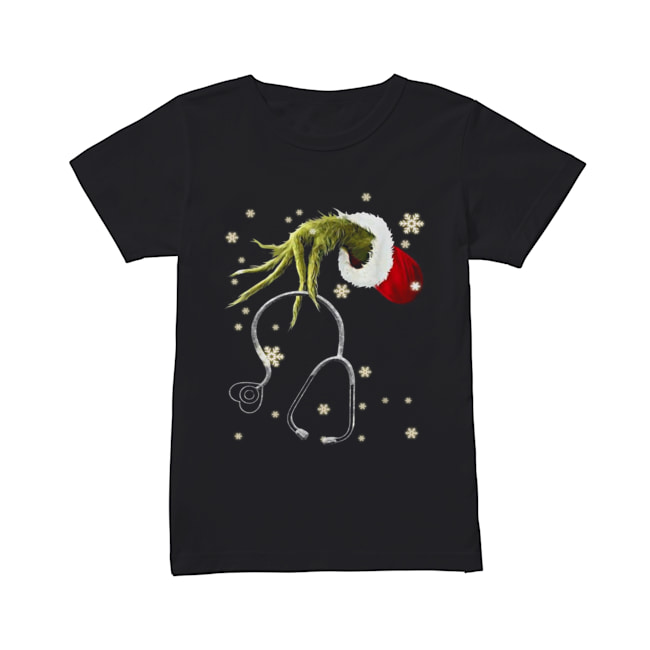 Grinch holding Headphone nurse Classic Women's T-shirt