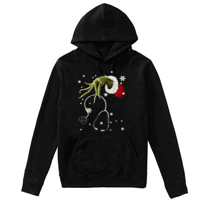 Grinch holding Headphone nurse Unisex Hoodie