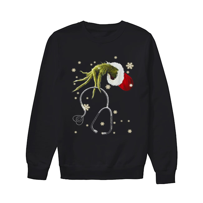 Grinch holding Headphone nurse Unisex Sweatshirt