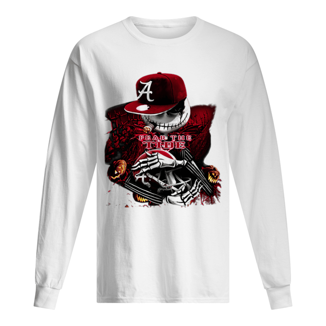 Jack Skellington Fear the Tide Alabama Crimson Tide Long Sleeved T-shirt 