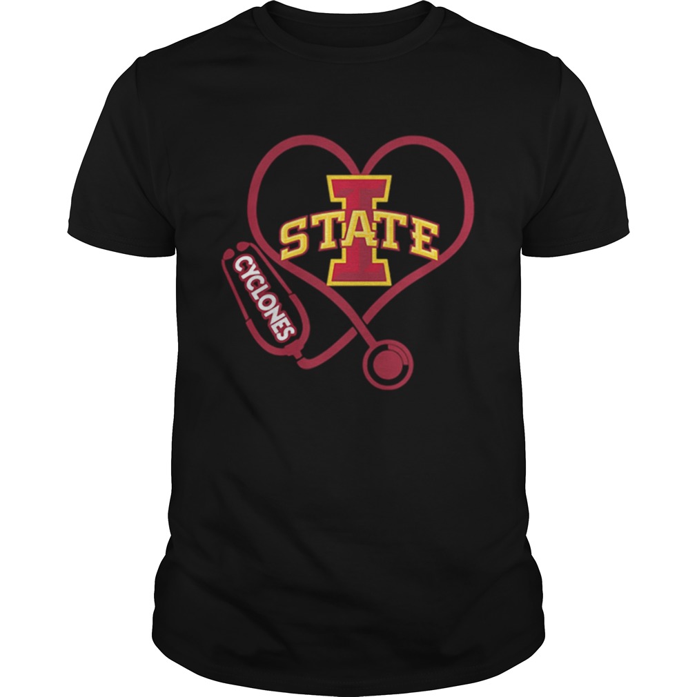 Love Iowa State Cyclones Stethoscope Heartbeat nurse shirt