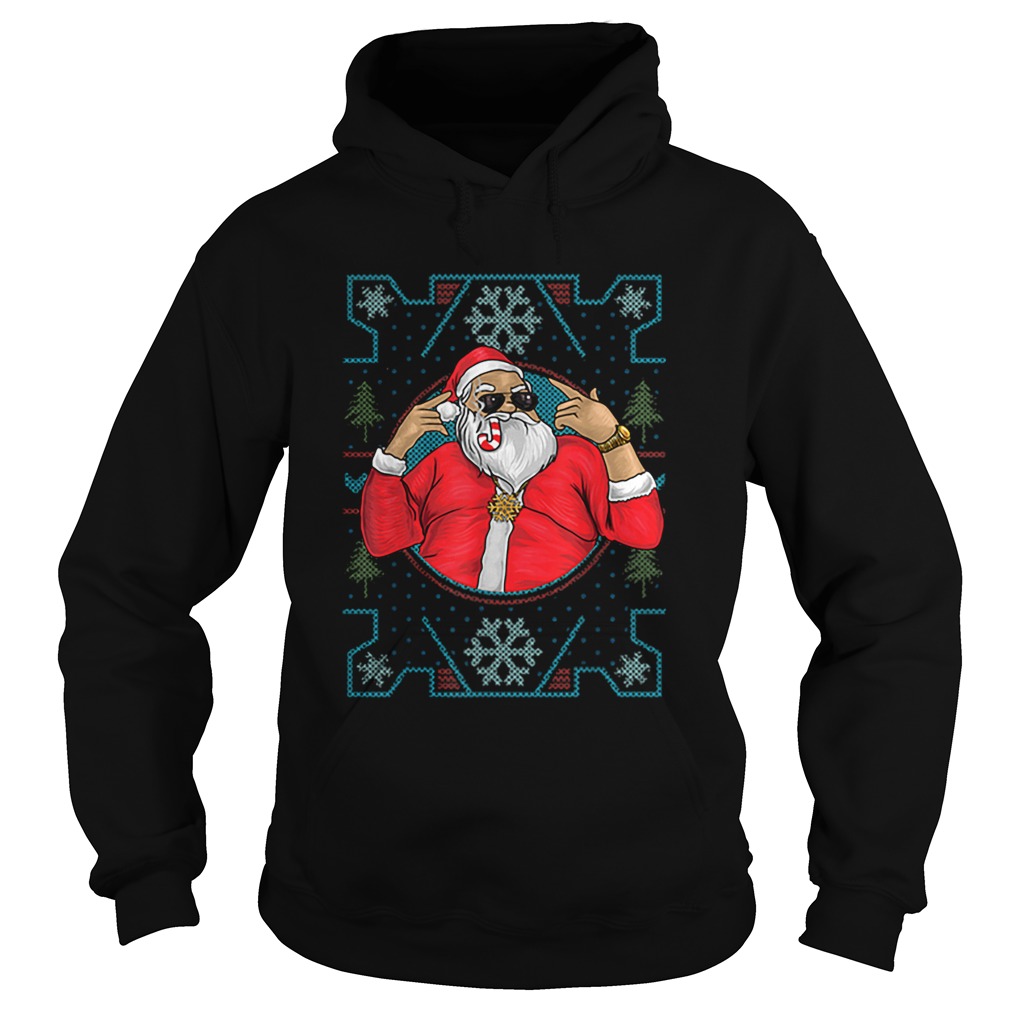 Mens Funny Dirty Rapper Santa Christmas Hoodie