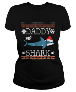 Mens Matching Family Christmas Pajamas ShirtsDaddy Shark  Classic Ladies