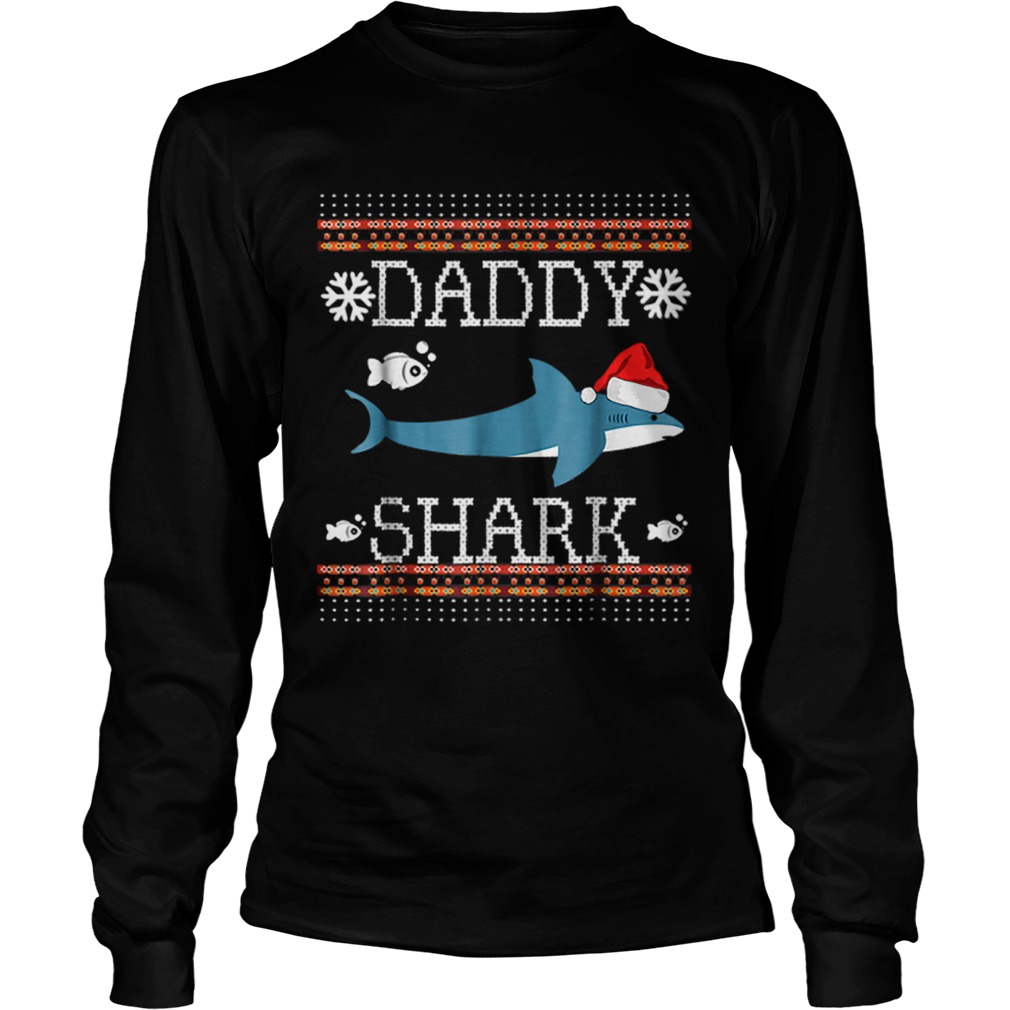 Mens Matching Family Christmas Pajamas ShirtsDaddy Shark LongSleeve