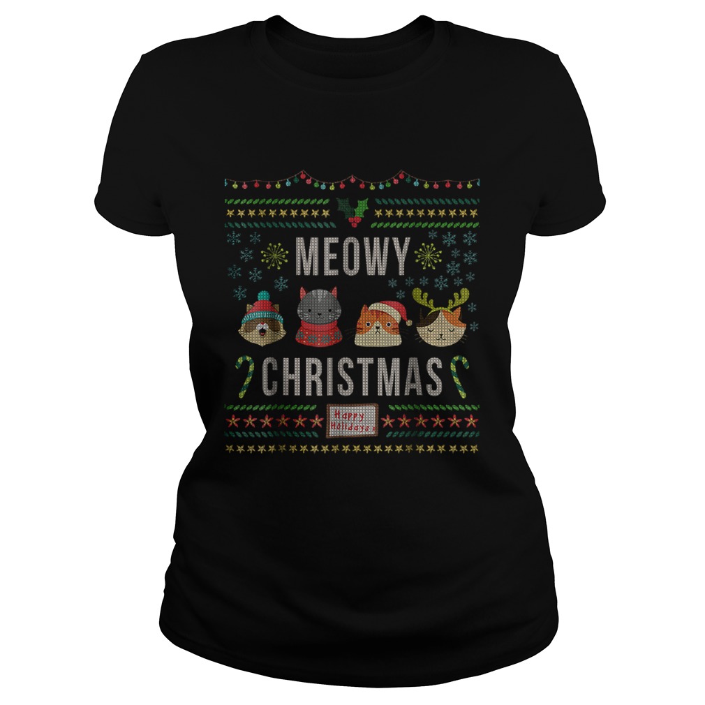 Meowy Christmas Cat Lover Tacky Ugly Christmas Party Classic Ladies