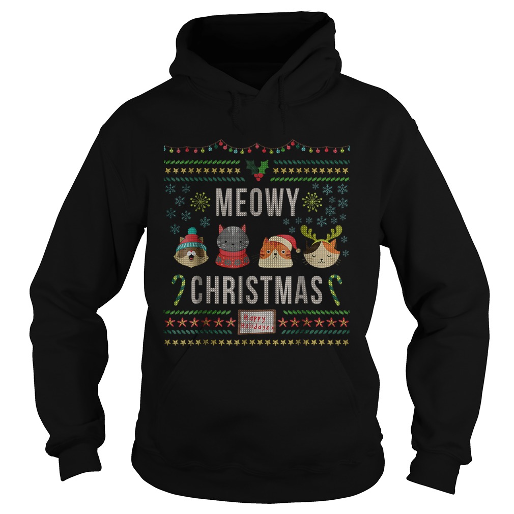 Meowy Christmas Cat Lover Tacky Ugly Christmas Party Hoodie