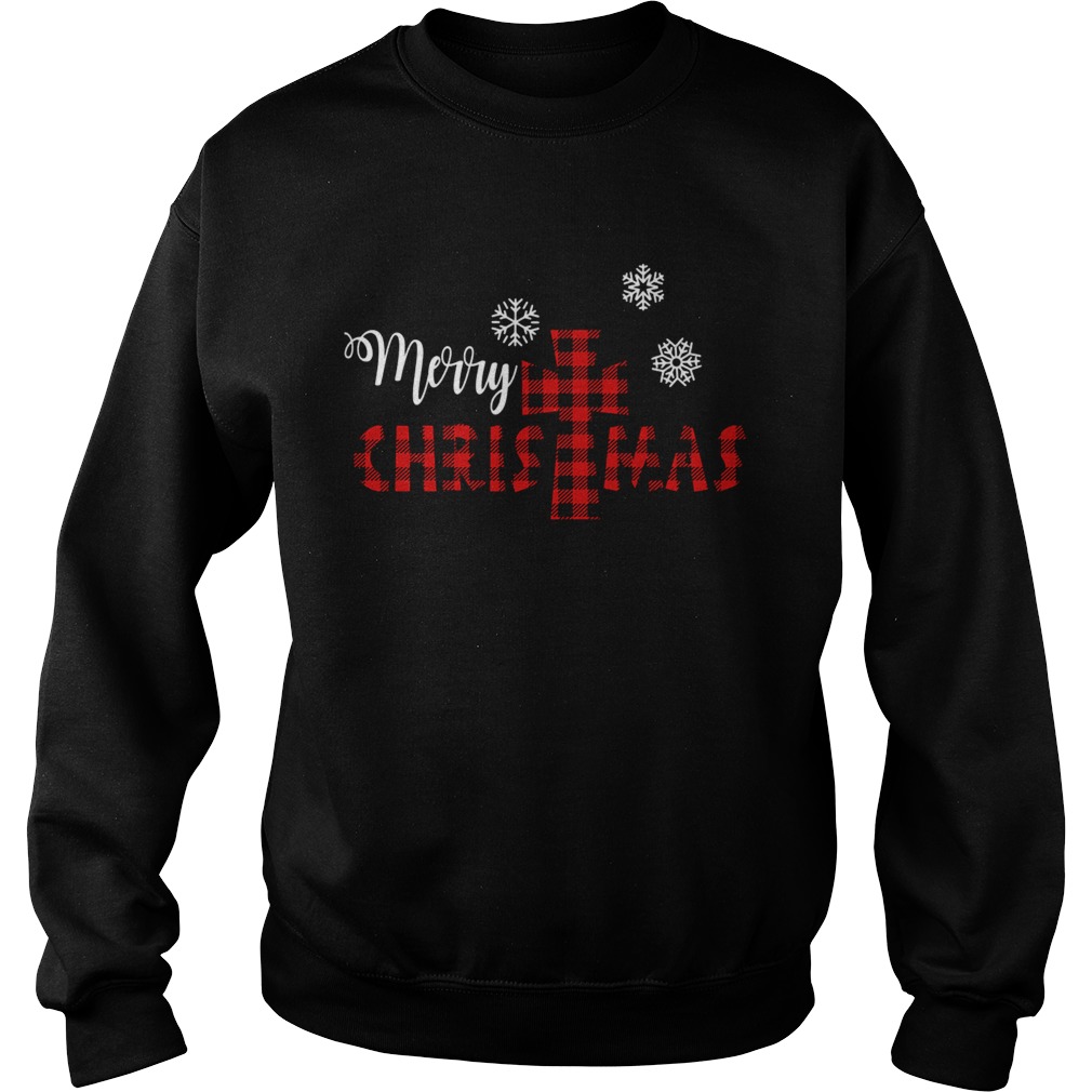 Merry Christmas Christ Buffalo Plaid Xmas Sweatshirt