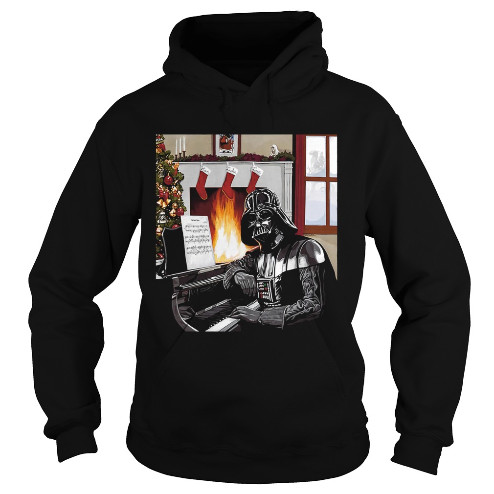Merry Christmas Darth vader playing piano music noel Funny Hoodie