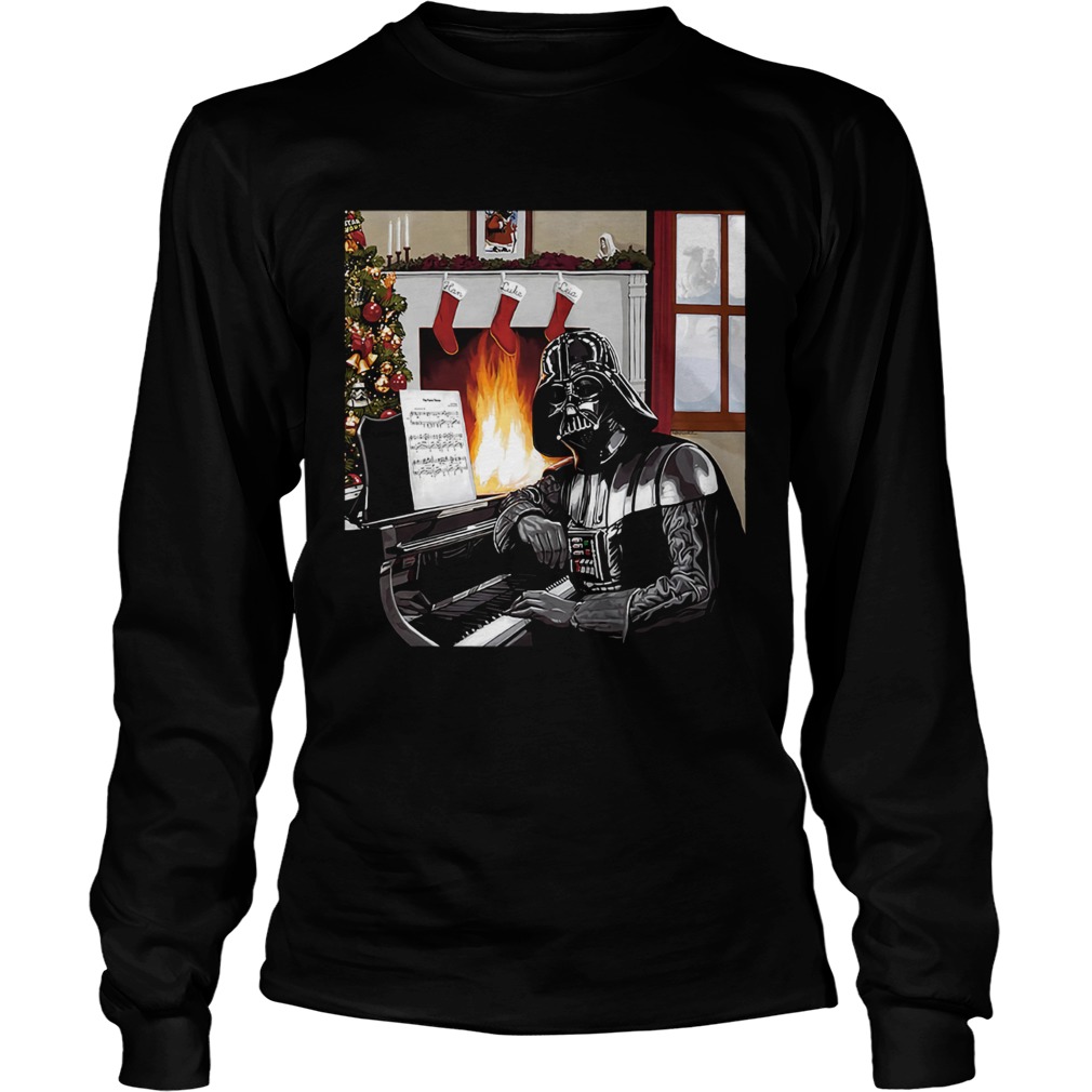 Merry Christmas Darth vader playing piano music noel Funny LongSleeve
