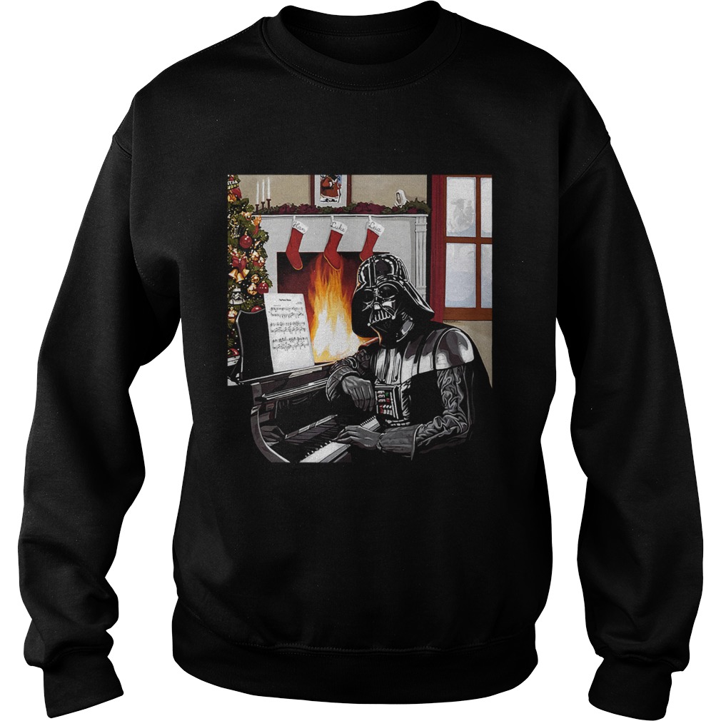Merry Christmas Darth vader playing piano music noel Funny Sweatshirt