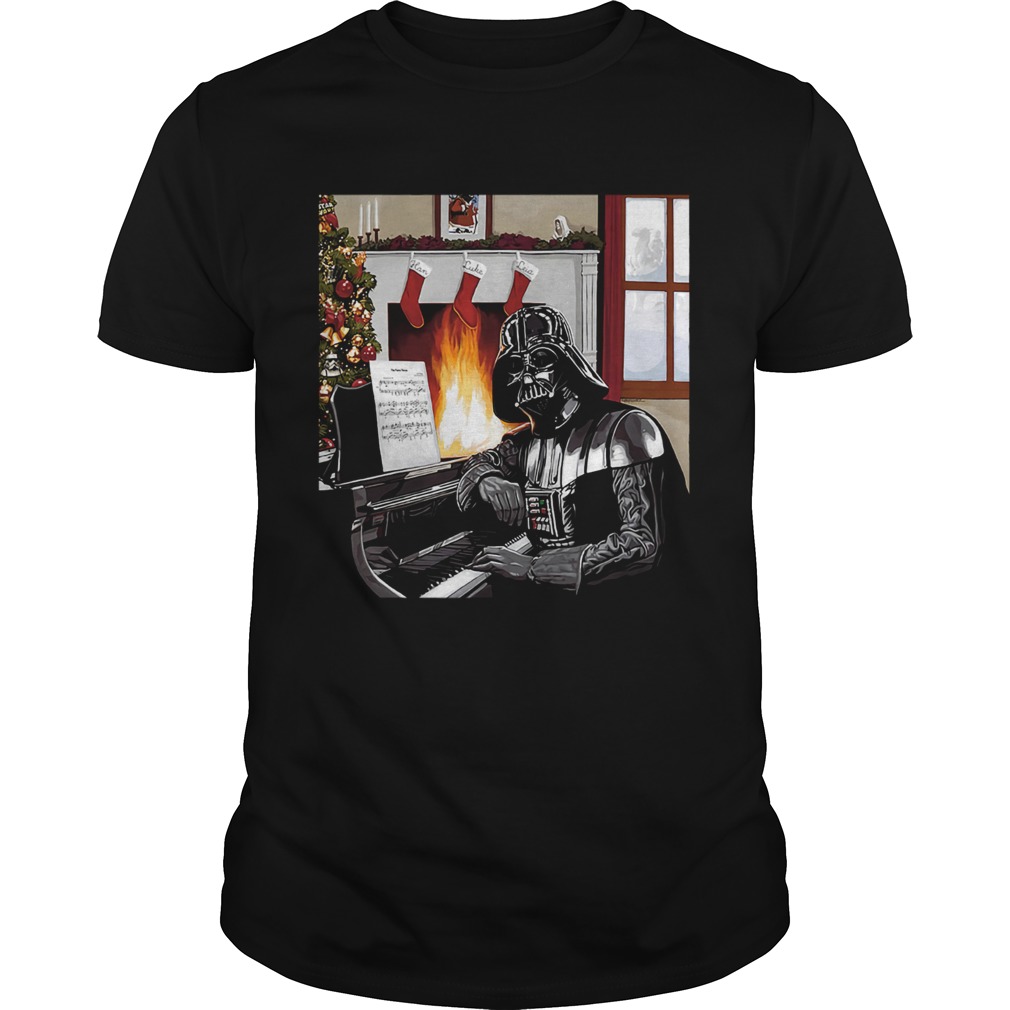 Merry Christmas Darth vader playing piano music noel Funny shirt