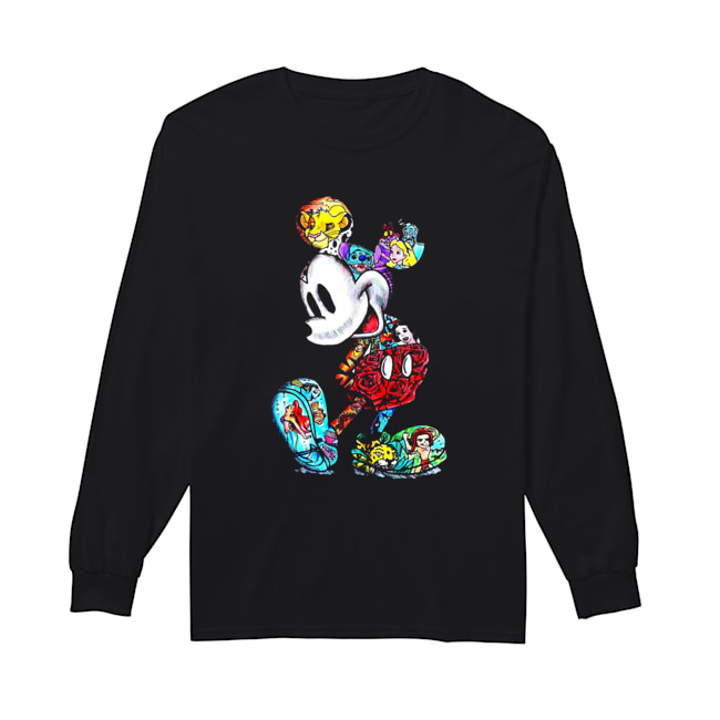 Mickey Mouse Tattoos Disney All Characters Long Sleeved T-shirt 