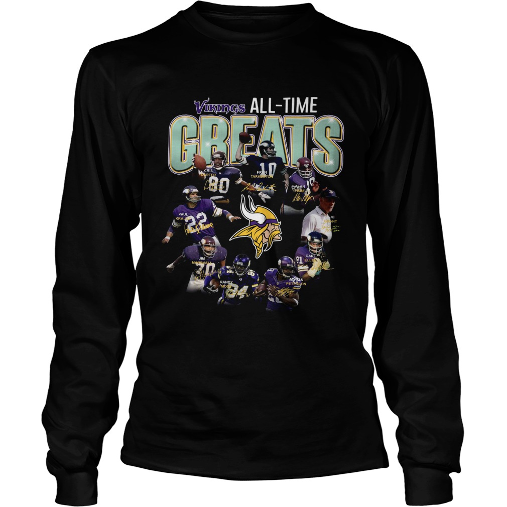 Minnesota Vikings all time great players signatures LongSleeve