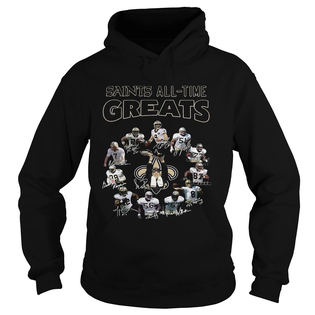 New Orleans Saints All Time Greats Players Signatures Hoodie