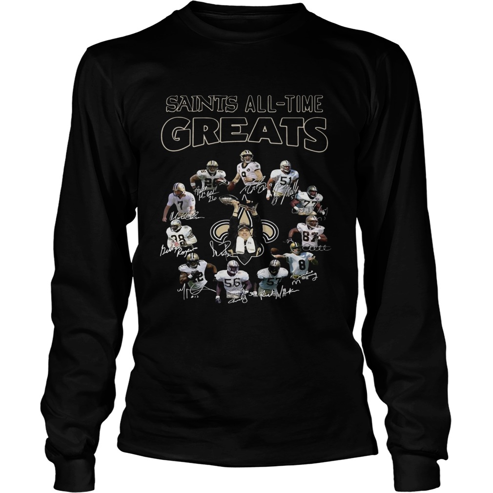 New Orleans Saints All Time Greats Players Signatures LongSleeve