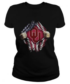 Oklahoma Sooners Torn American Flag  Classic Ladies