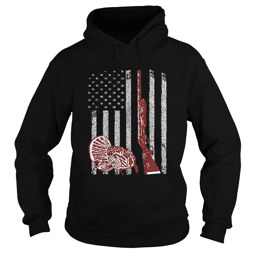 Patriotic Turkey Hunting Flag Retro Short Sleeve Hoodie