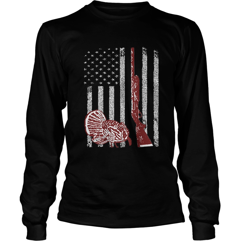 Patriotic Turkey Hunting Flag Retro Short Sleeve LongSleeve