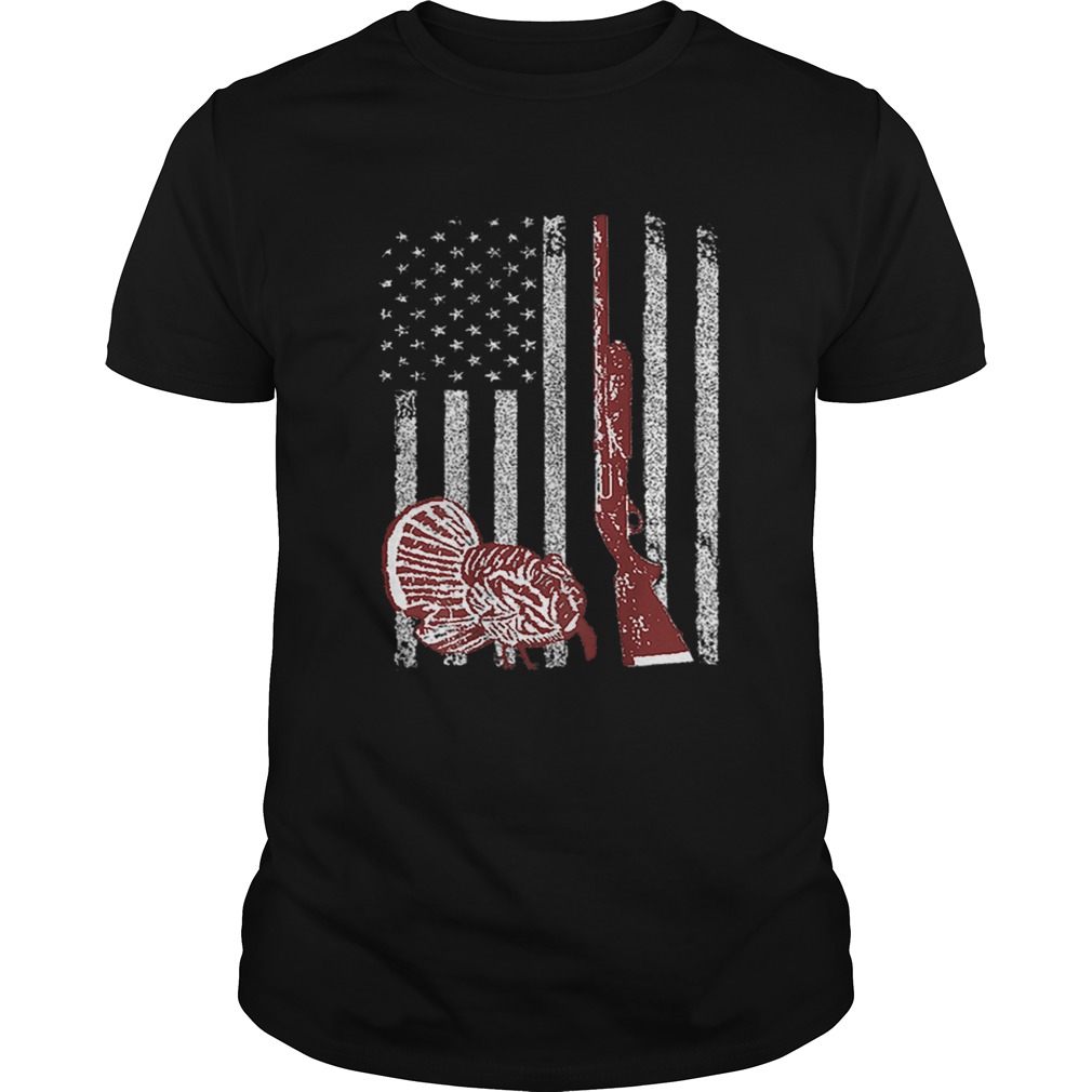 Patriotic Turkey Hunting Flag Retro Short Sleeve shirt