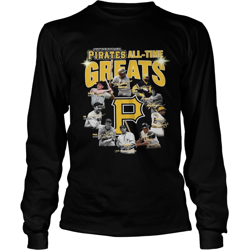 Pittsburgh Pirates all time great players signatures LongSleeve