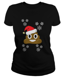 Poop Emoji Santa Hat Christmas Holiday Snowflake  Classic Ladies