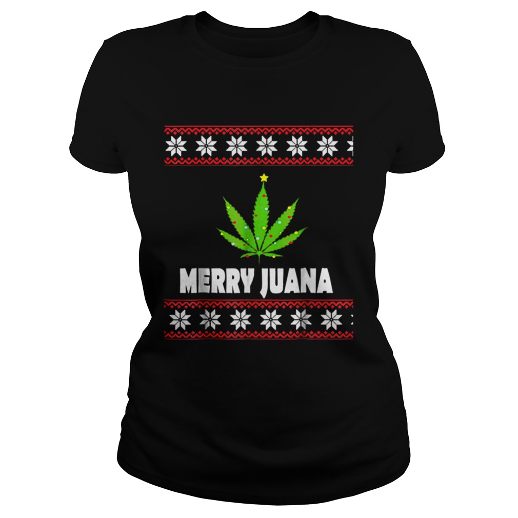 Premium ugly christmas merry juana 420 cannabis Classic Ladies