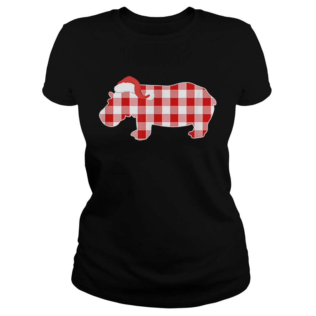 Pretty Christmas Buffalo Plaid Pajamas Hippo Xmas Holiday Classic Ladies