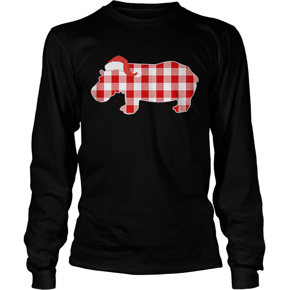 Pretty Christmas Buffalo Plaid Pajamas Hippo Xmas Holiday LongSleeve