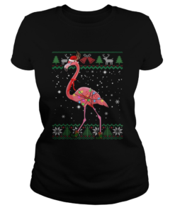 Pretty Ugly Christmas Flamingo Santa Hat Lights Xmas Gifts  Classic Ladies