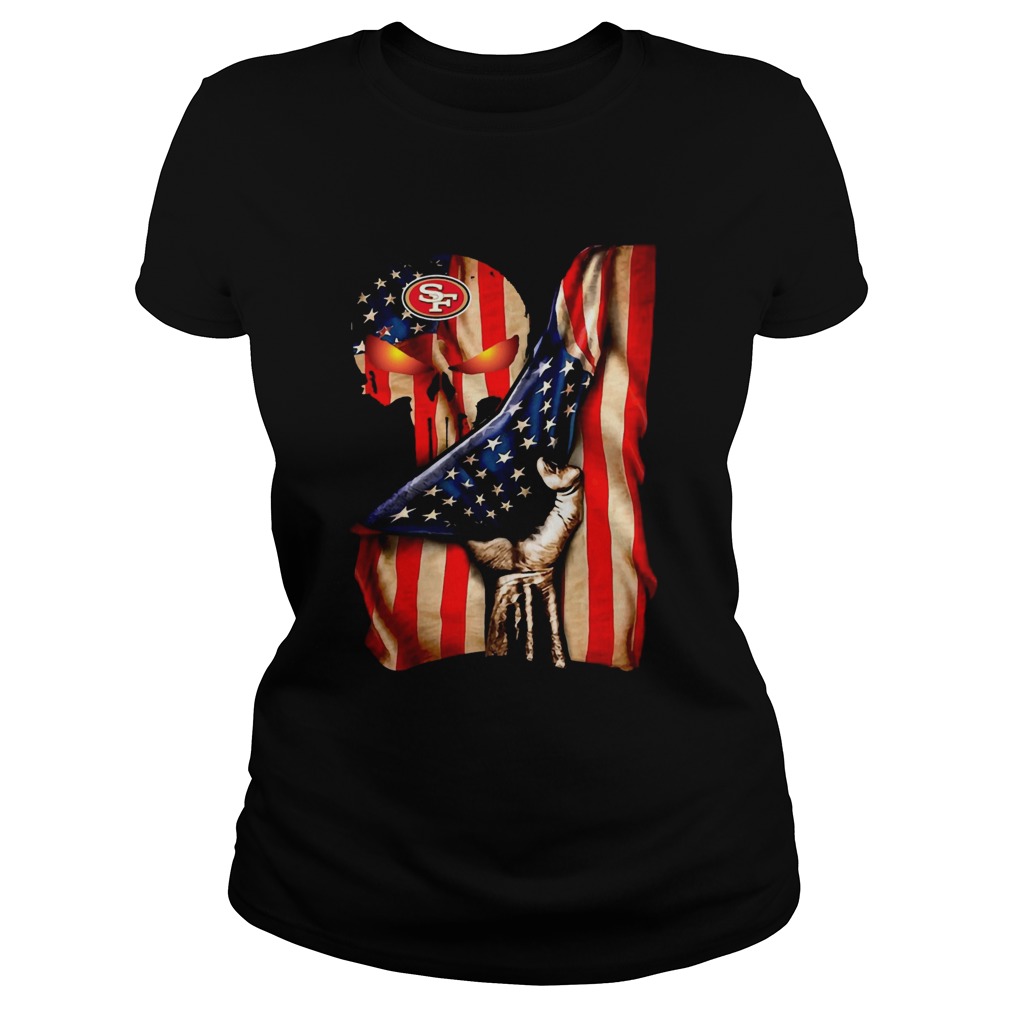 San Francisco 49ers Skull American Flag Classic Ladies