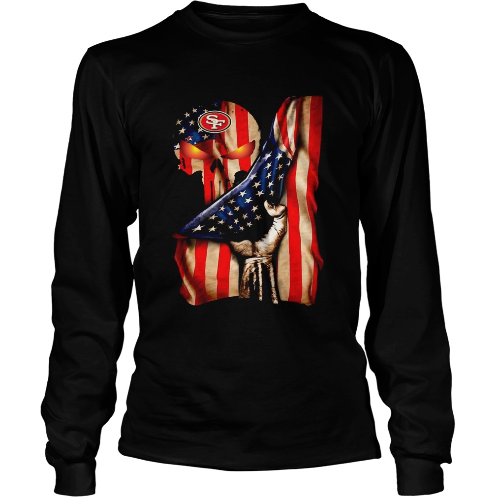 San Francisco 49ers Skull American Flag LongSleeve