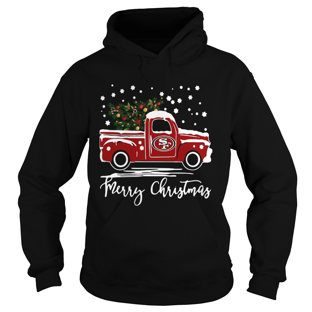 San Francisco 49ers pickup truck Merry Christmas Hoodie