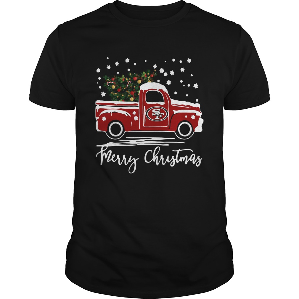 San Francisco 49ers pickup truck Merry Christmas shirt