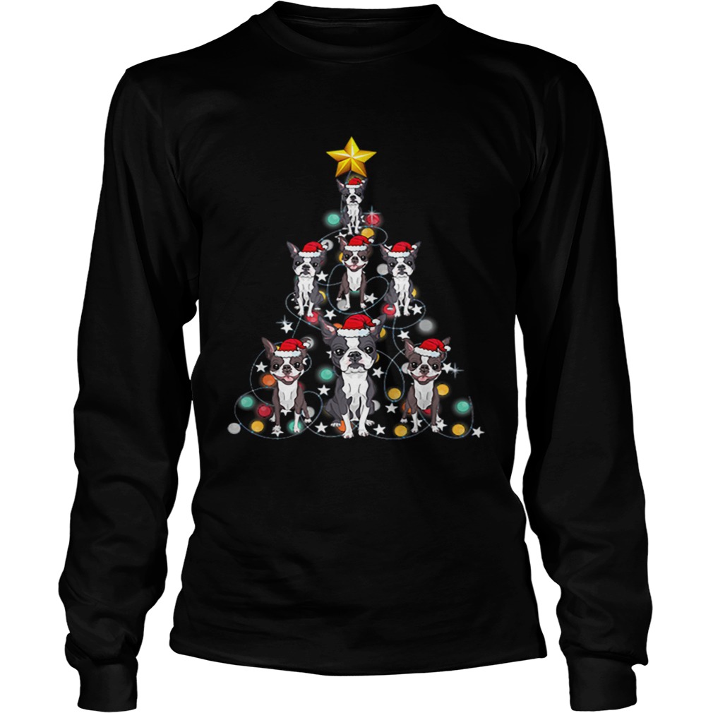 Santa Boston Terrier Christmas Tree Light LongSleeve