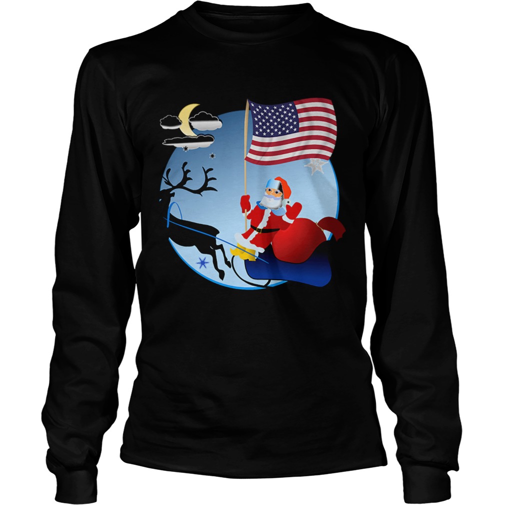 Santa Claus with American Flag LongSleeve
